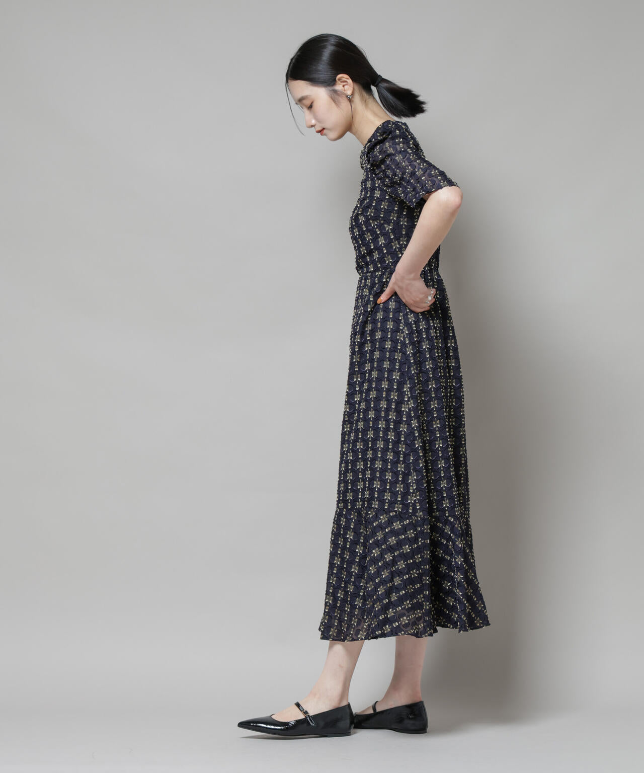 troisieme chaco/カットジャガードワンピース 6715219046