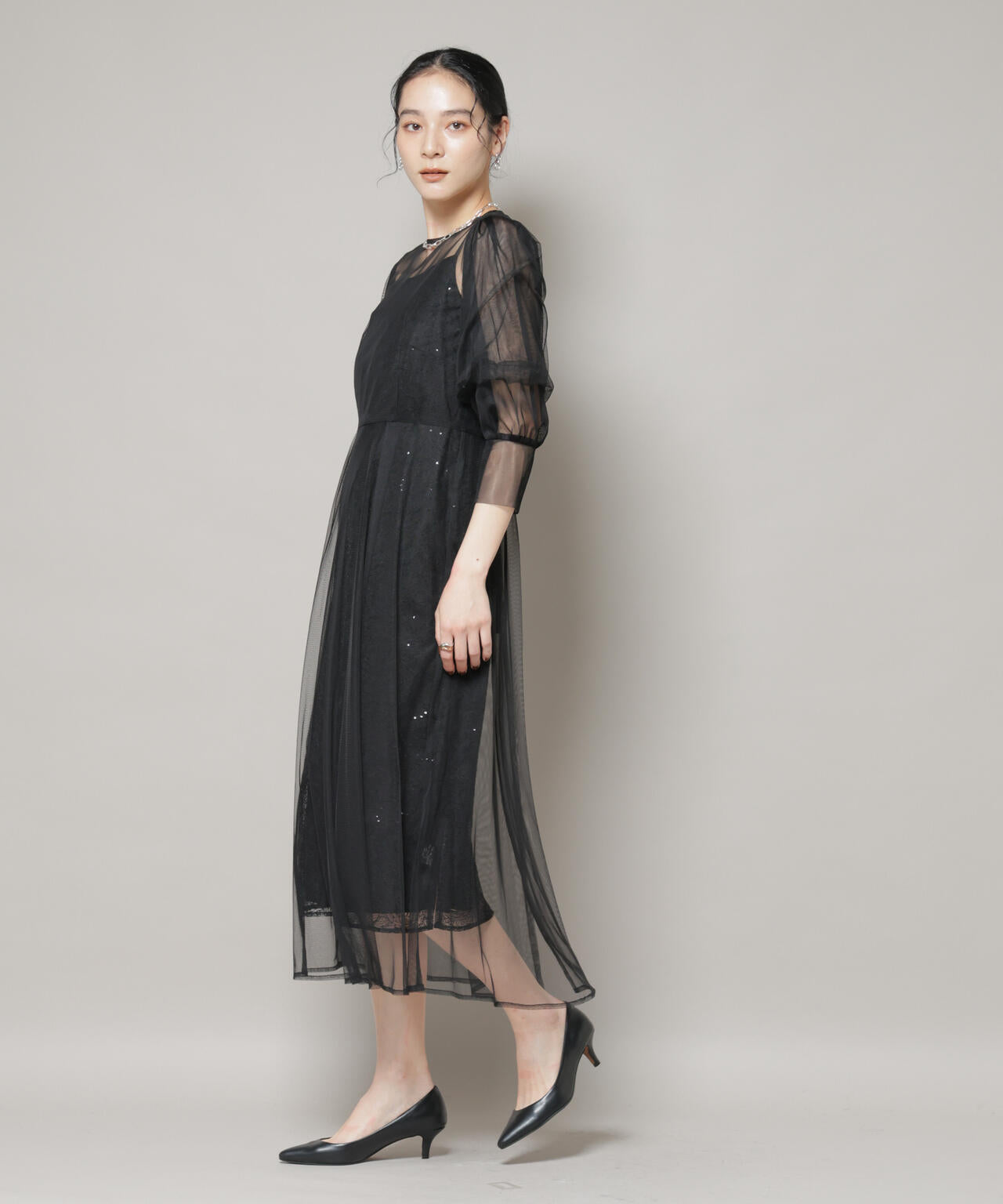 kaene/シアーエプロンレースキャミドレス 6715219051