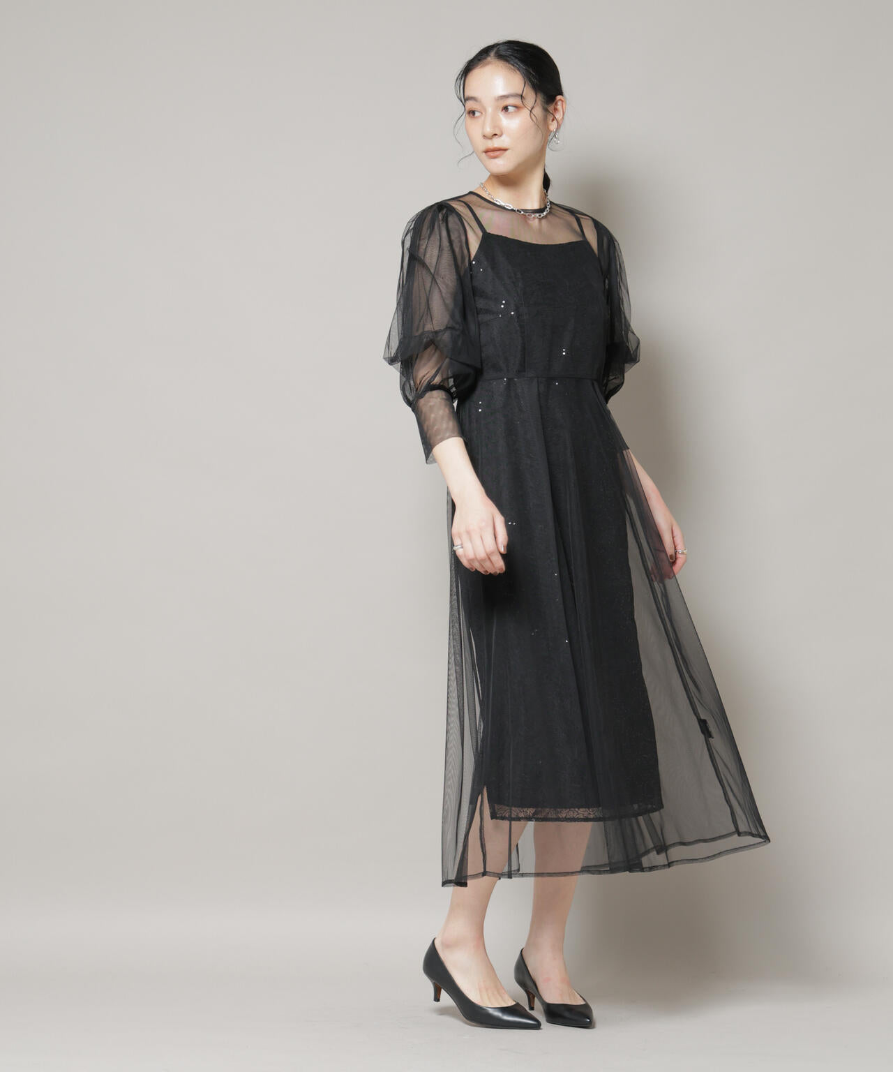 kaene/シアーエプロンレースキャミドレス 6715219051