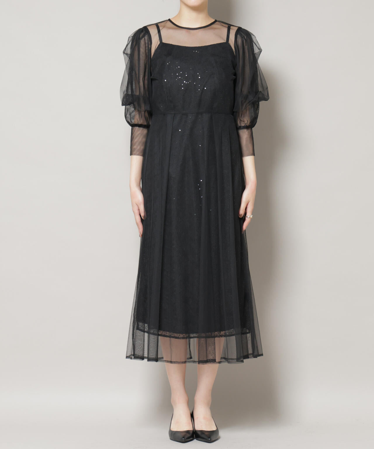 kaene/シアーエプロンレースキャミドレス 6715219051