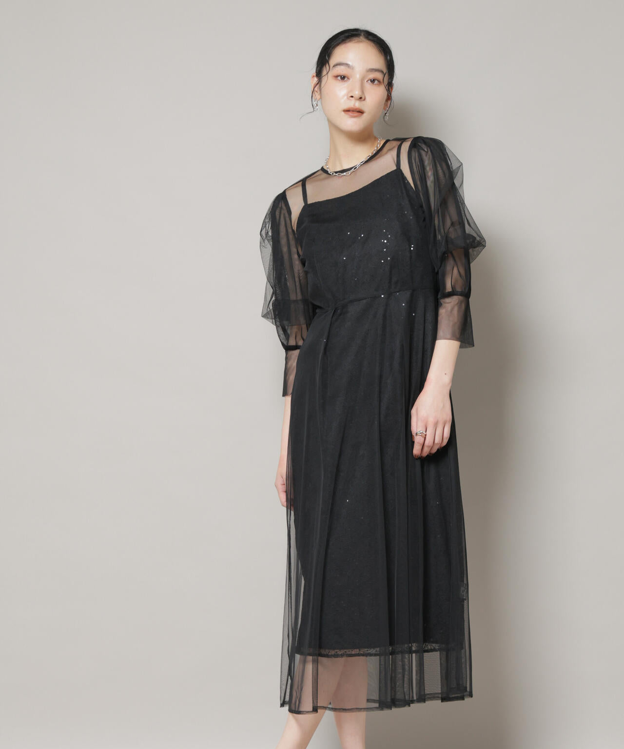 kaene/シアーエプロンレースキャミドレス 6715219051