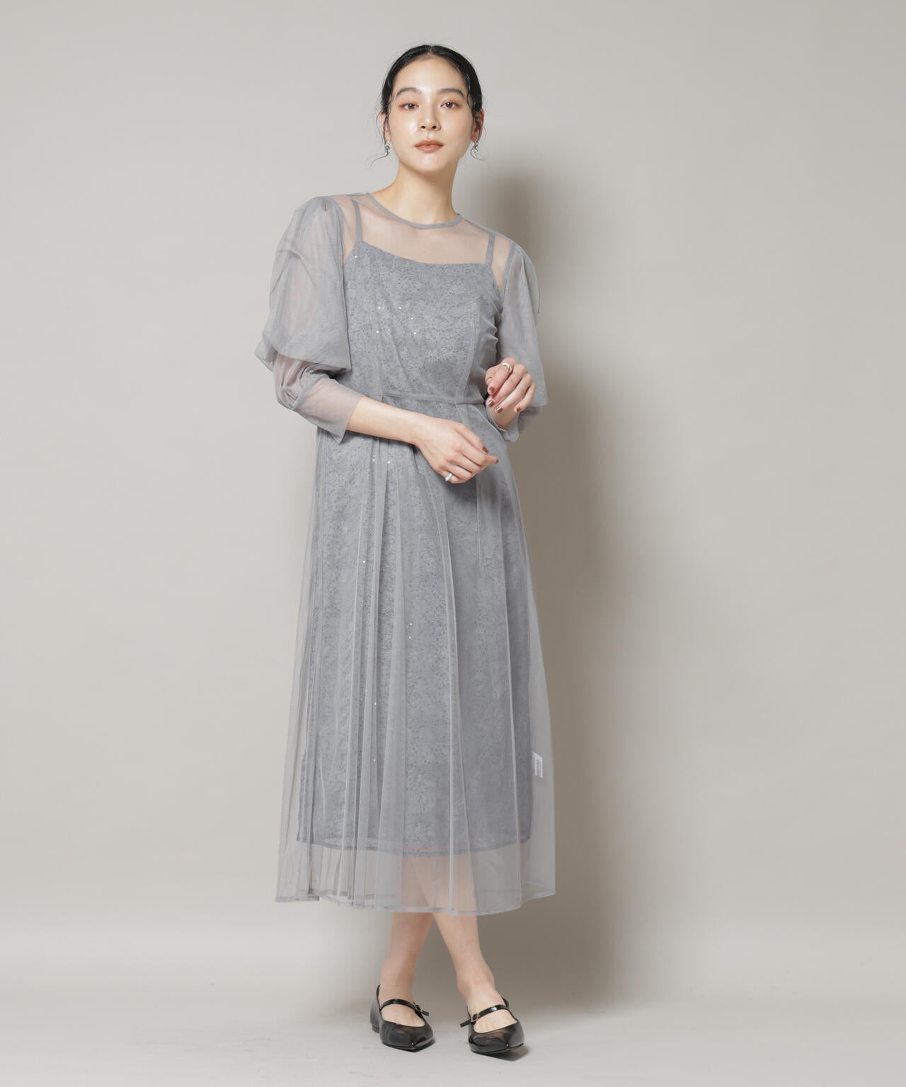 kaene/シアーエプロンレースキャミドレス 6715219051