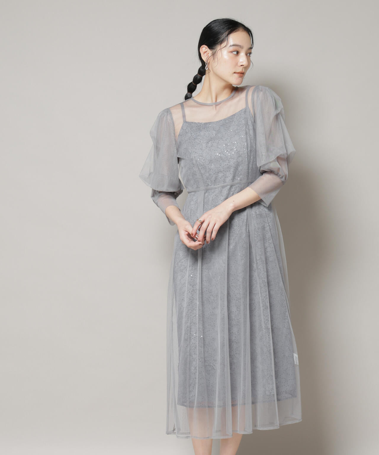 kaene/シアーエプロンレースキャミドレス 6715219051