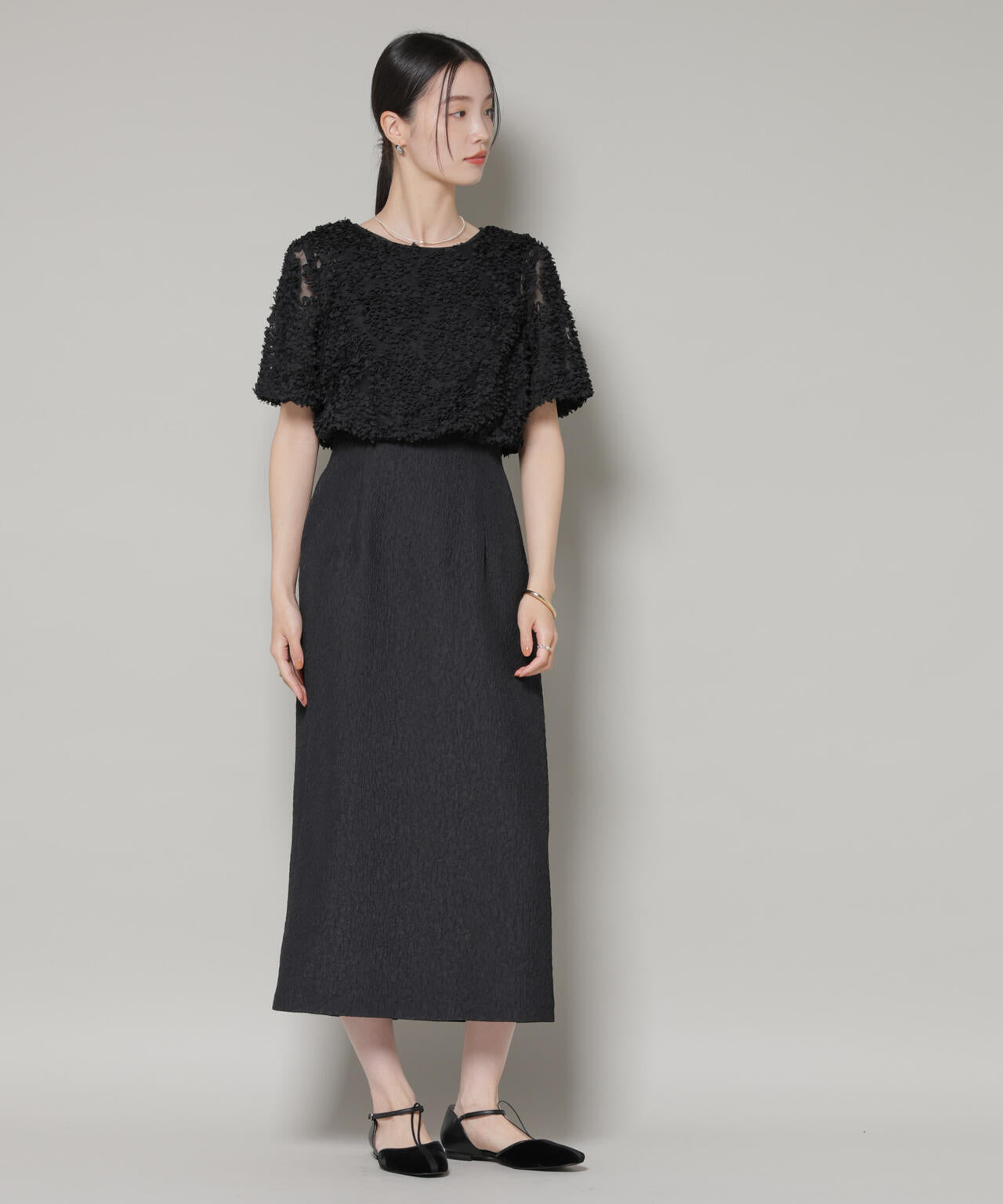 kaene/デザインリボンボレロセットドレス