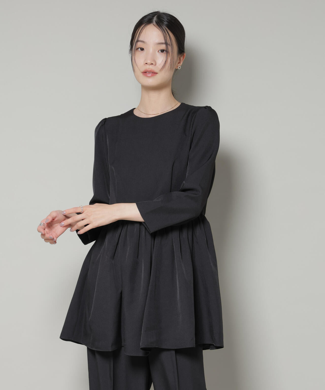 troisieme chaco/TWILL ペプラムトップス(セットアップ可) 6715220034