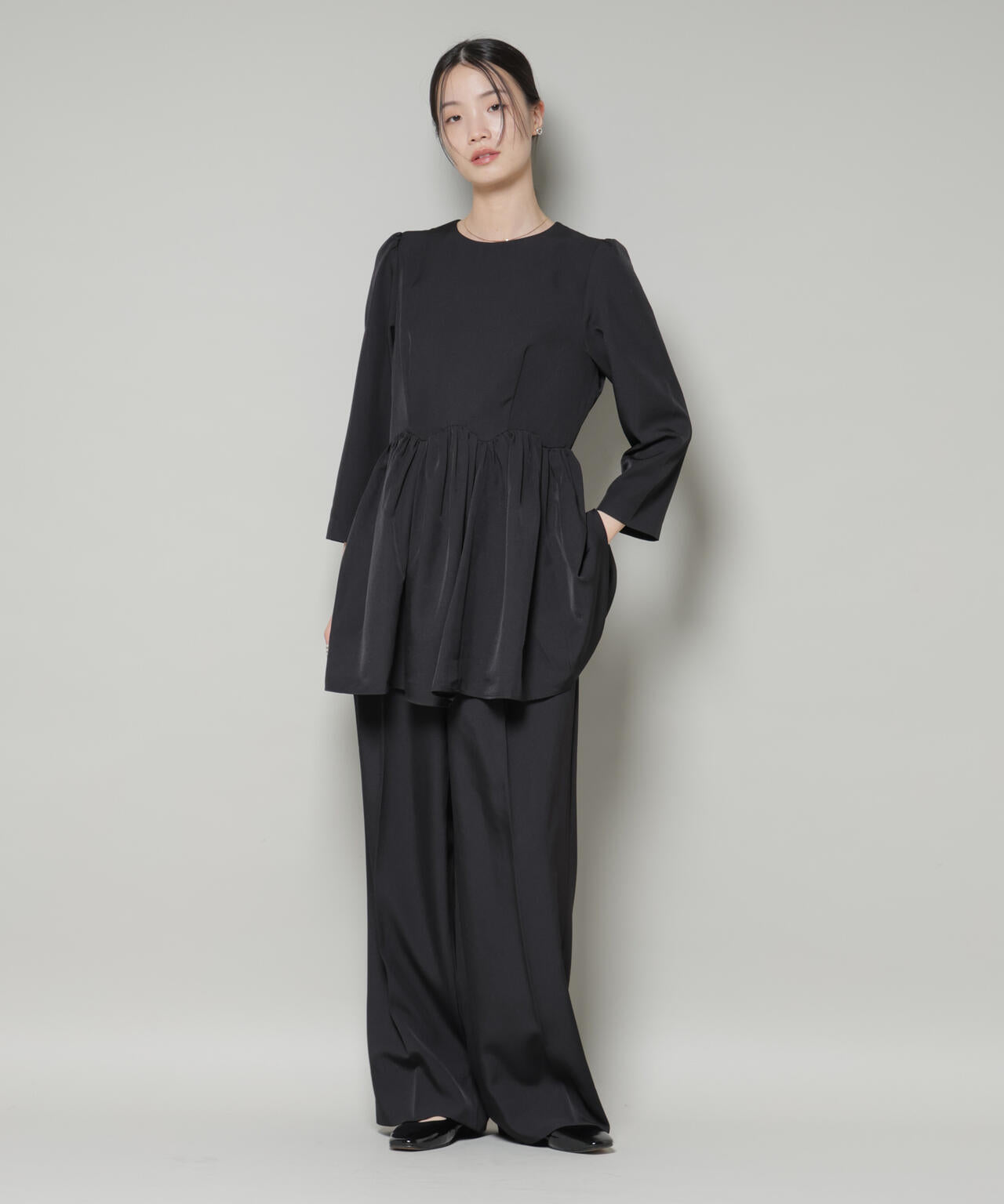 troisieme chaco/TWILL ペプラムトップス(セットアップ可) 6715220034