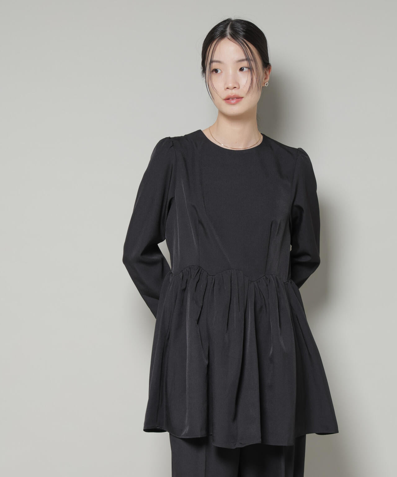 troisieme chaco/TWILL ペプラムトップス(セットアップ可) 6715220034