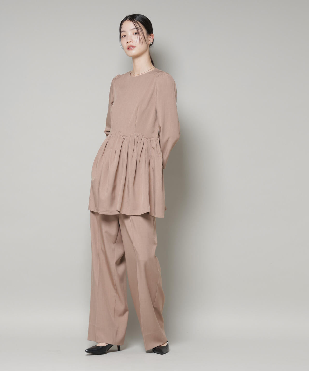 troisieme chaco/TWILL ペプラムトップス(セットアップ可) 6715220034