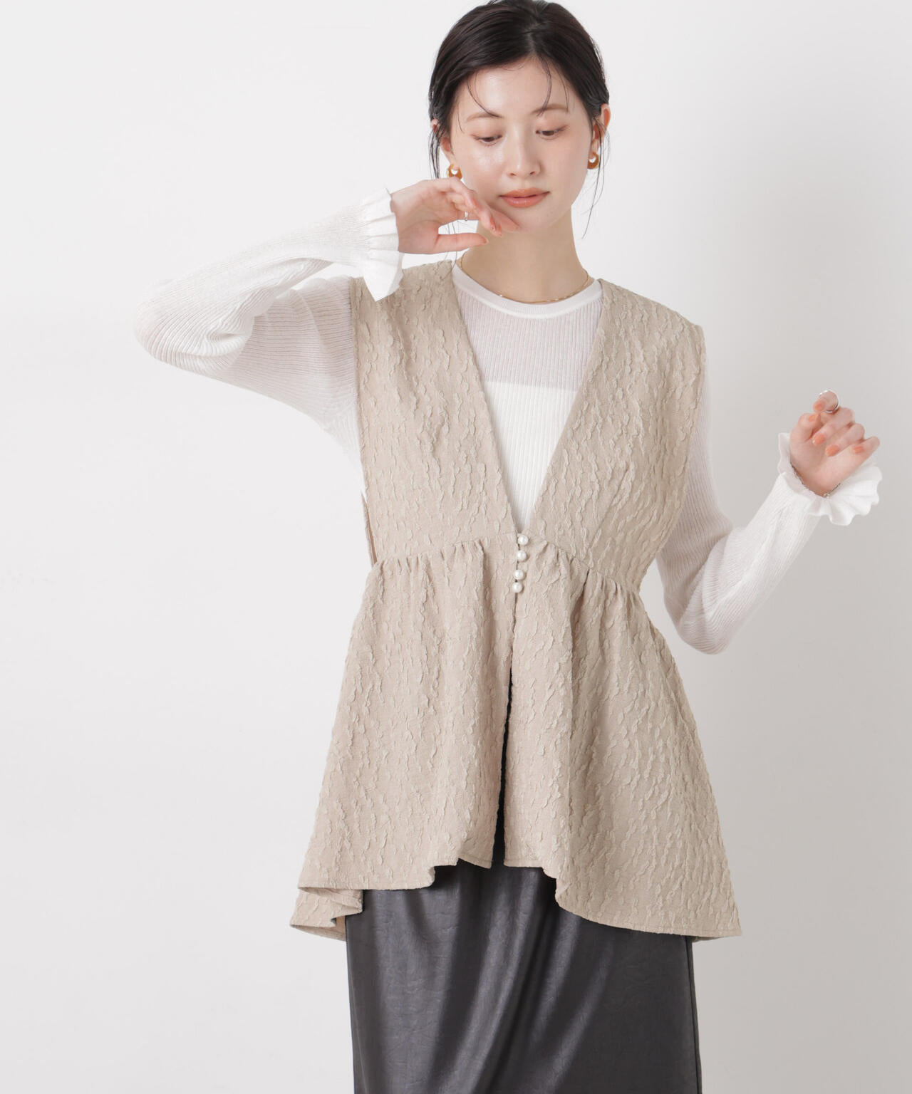 troisieme chaco/別注 PUFFY JACQUARD ジレ