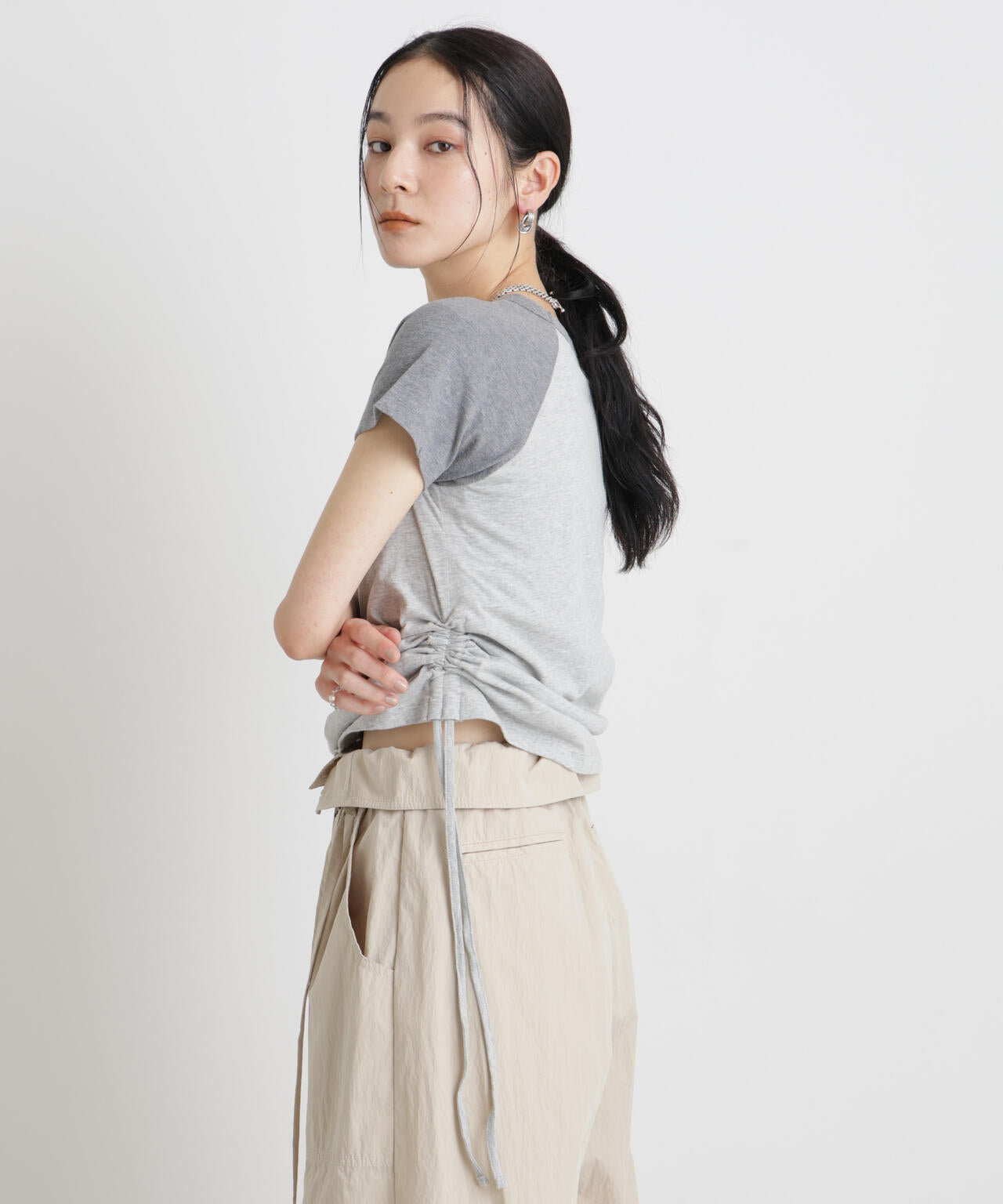 BOOKCLUB/別注 Raglan shirring shirts 6716124029