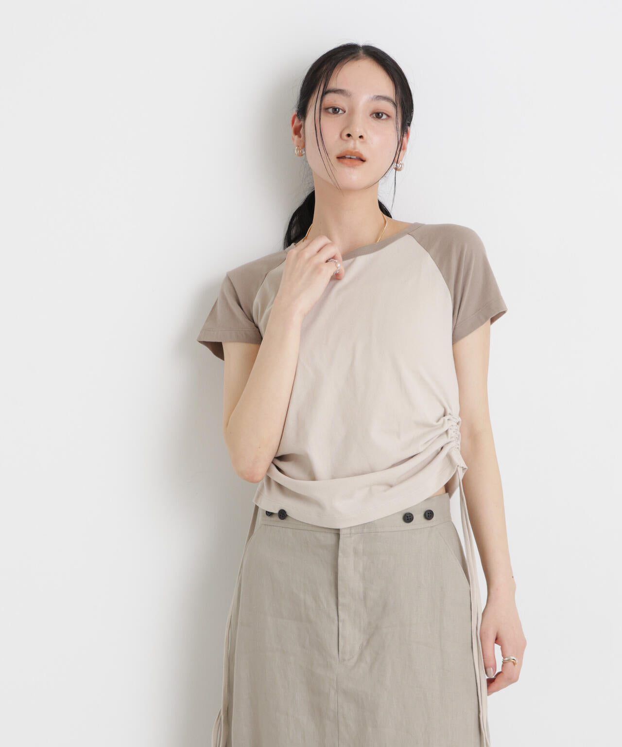BOOKCLUB/別注 Raglan shirring shirts 6716124029