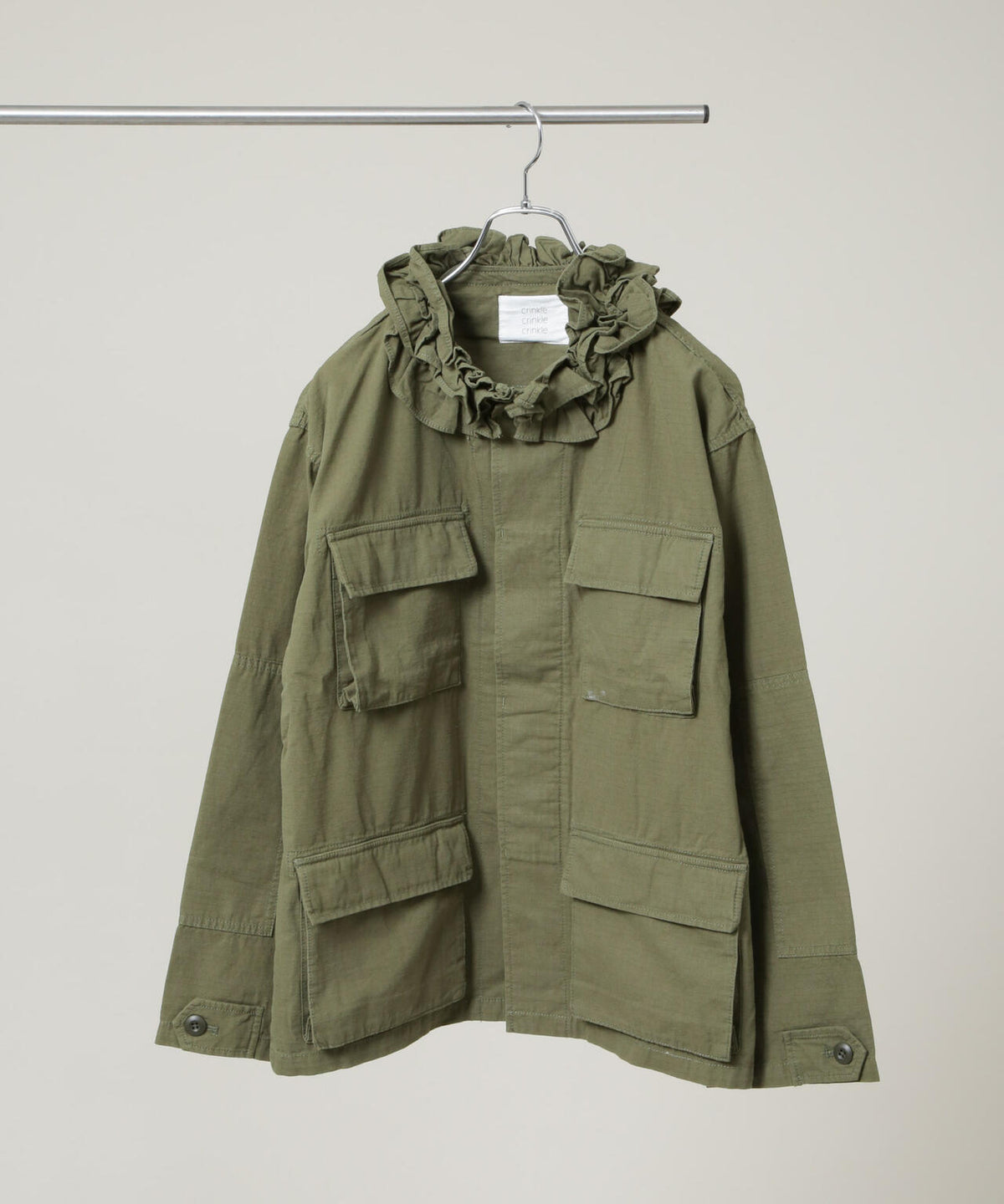 crinkle crinkle crinkle/frill collar military jacket