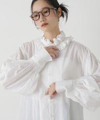 crinkle crinkle crinkle/cotton frill collar shirts