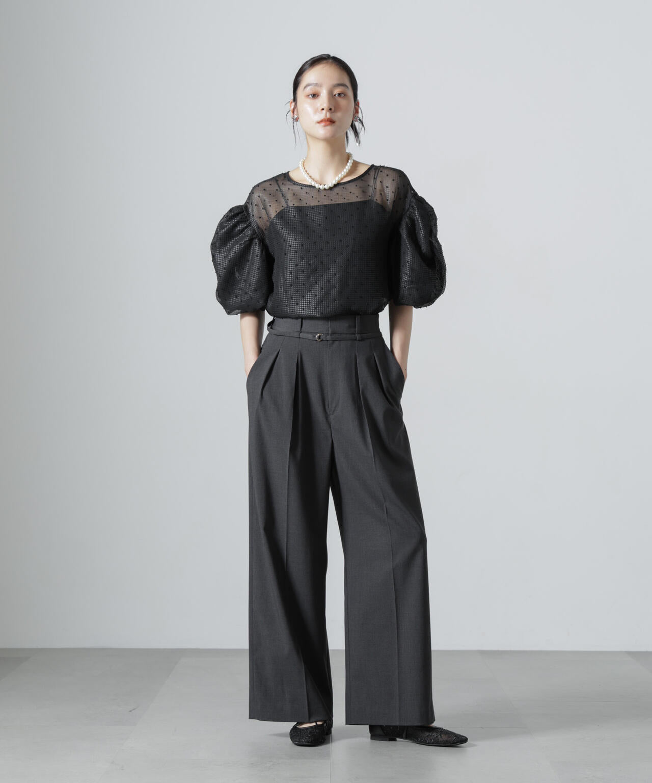 troisiemechaco/SEER PUFFY JAQUARD ブラウス 6716221002