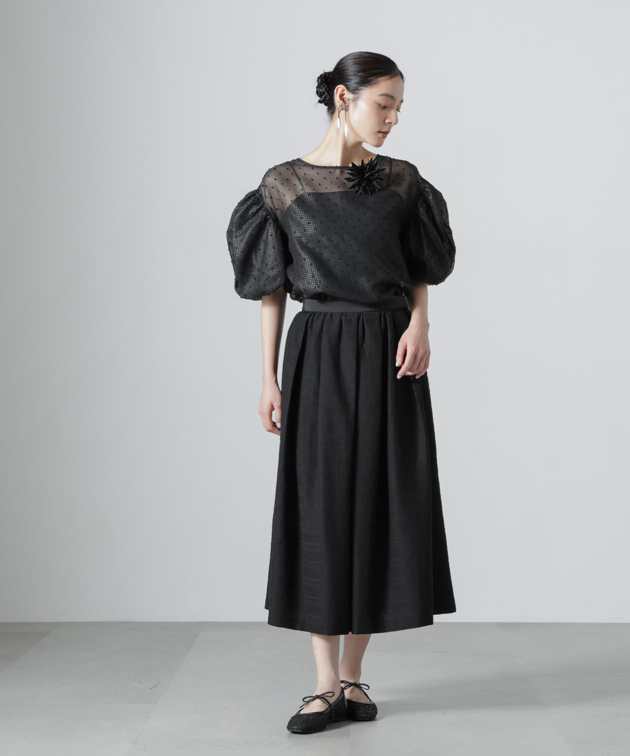 troisiemechaco/SEER PUFFY JAQUARD ブラウス 6716221002