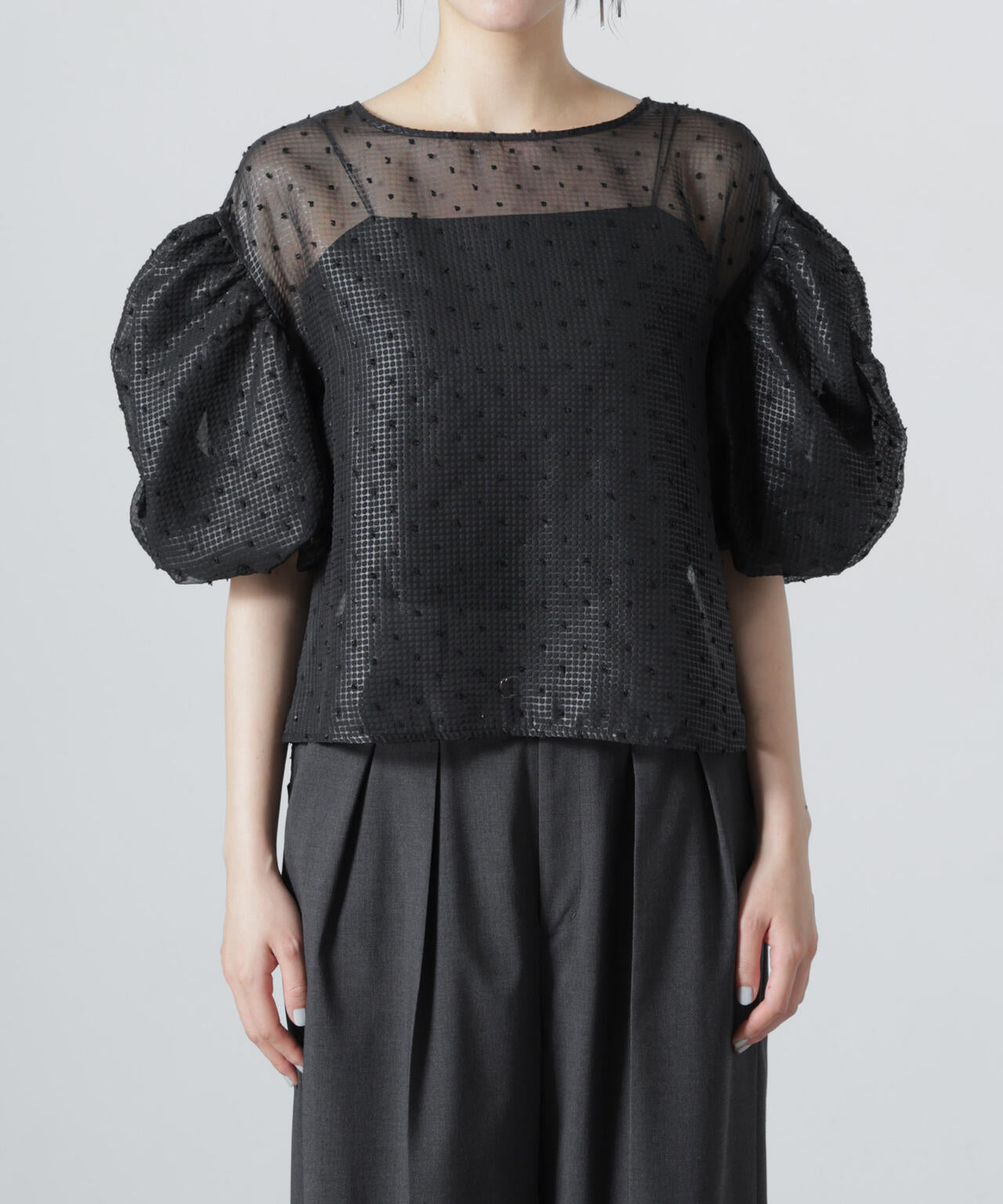 troisiemechaco/SEER PUFFY JAQUARD ブラウス 6716221002