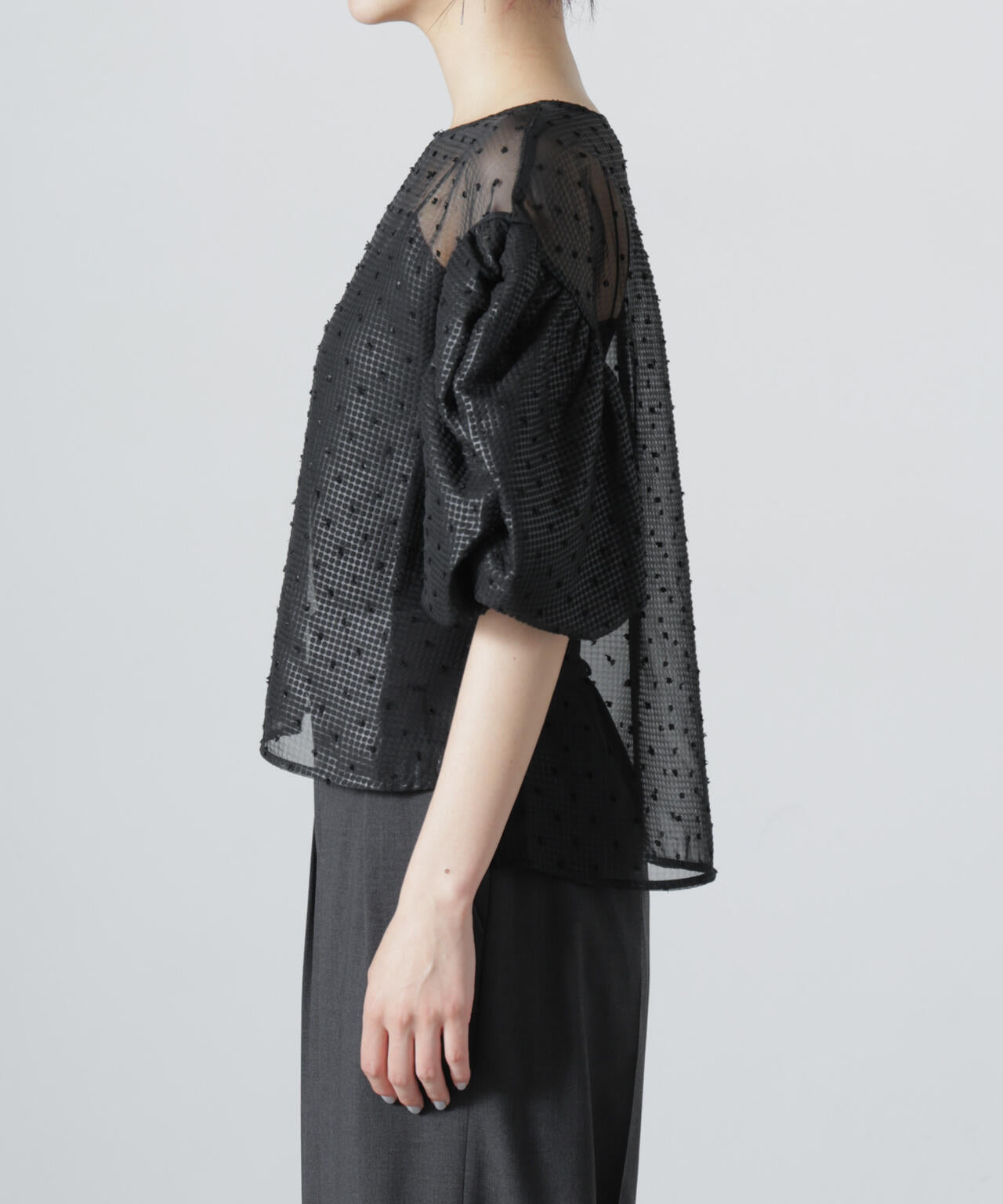 troisiemechaco/SEER PUFFY JAQUARD ブラウス 6716221002