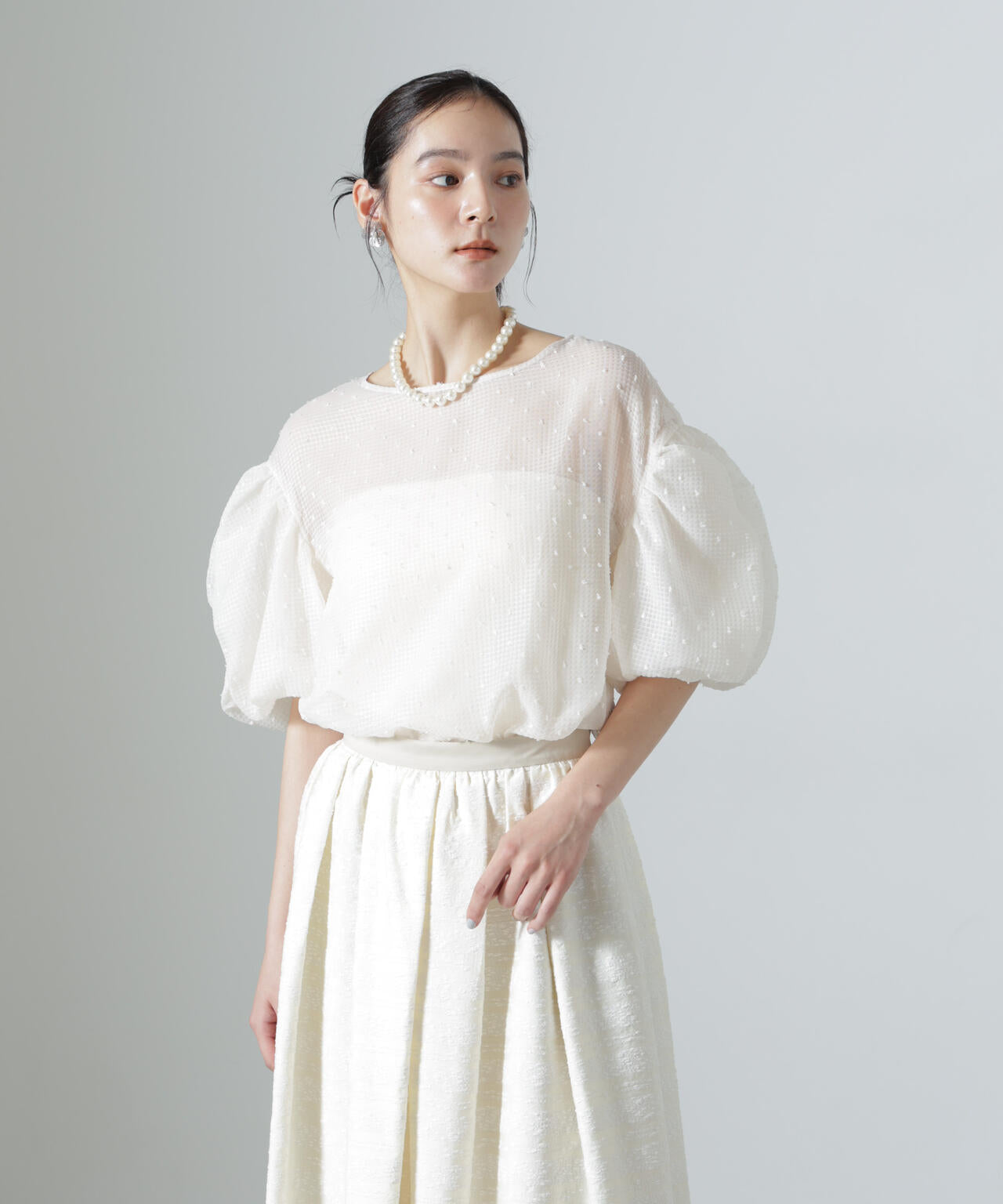 troisiemechaco/SEER PUFFY JAQUARD ブラウス 6716221002