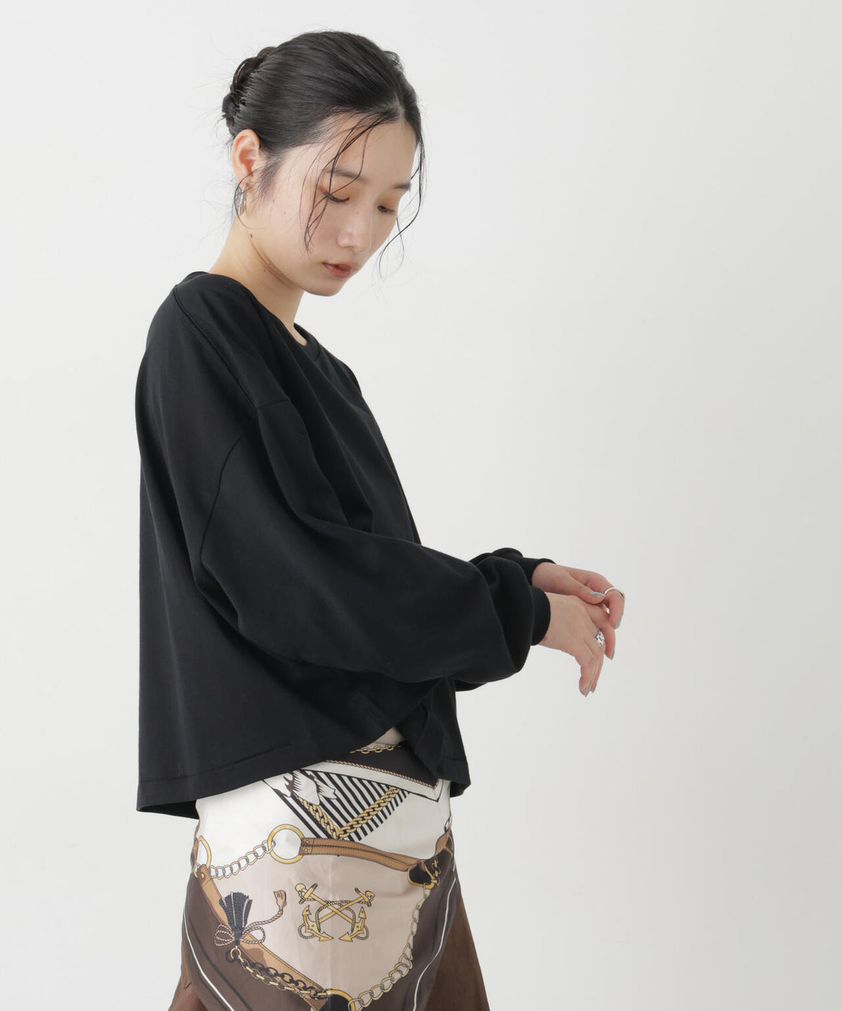 Hanes/1P KURO for HER クロップドワイドT 6716223010