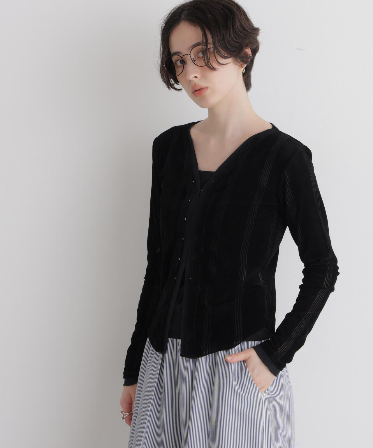 Robert P. Miller/別注 フロッキーメッシュカーデ 6716223012
