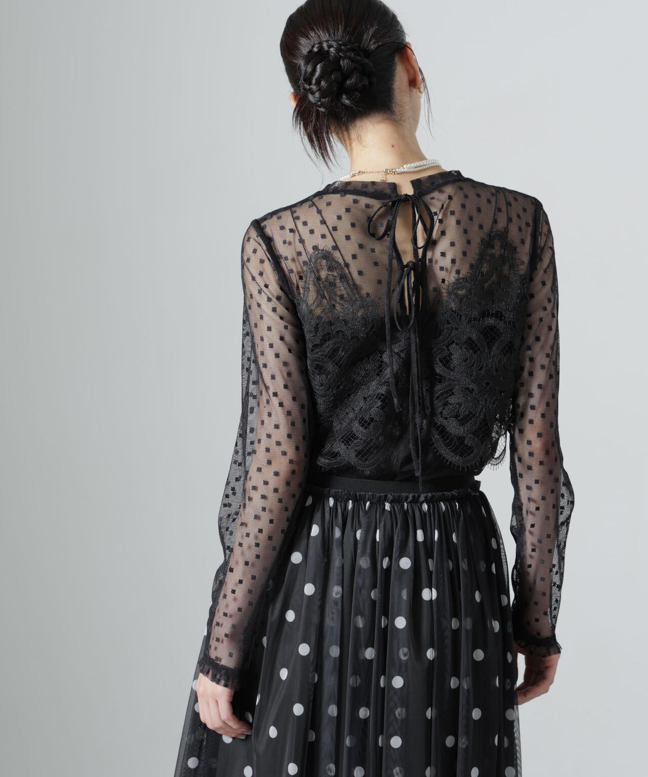 troisiemechaco/DOT×TULLE LACE トップス 6716223038