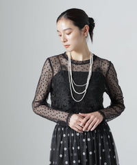 troisiemechaco/DOT×TULLE LACE トップス