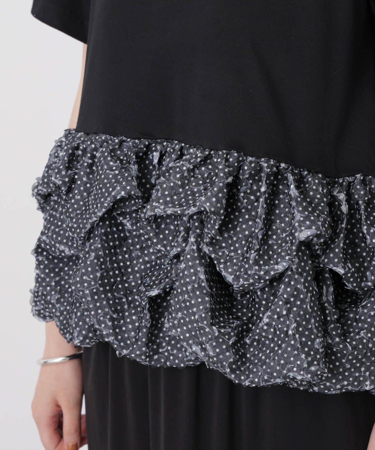 troisiemechaco/DOT TULLE LACE×JERSEY トップス 6716224007