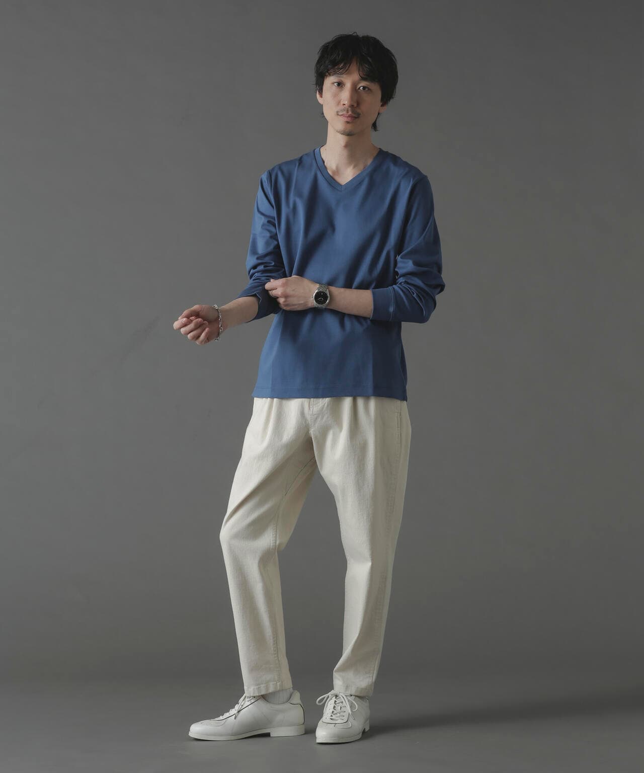 アンチスメルVネックTシャツ 長袖 6724123214