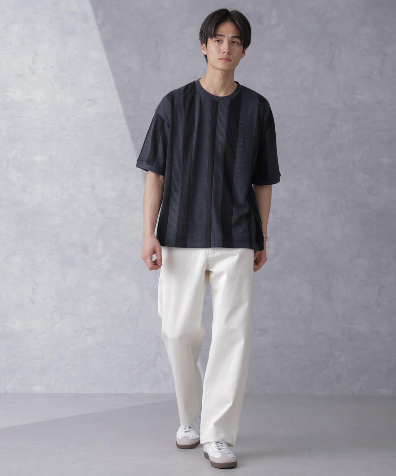 ストライプジャガードTシャツ 半袖 6724124210