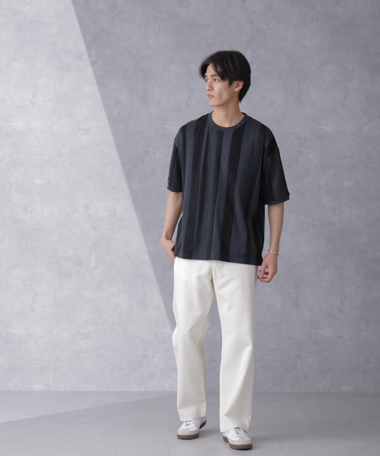 ストライプジャガードTシャツ 半袖 6724124210