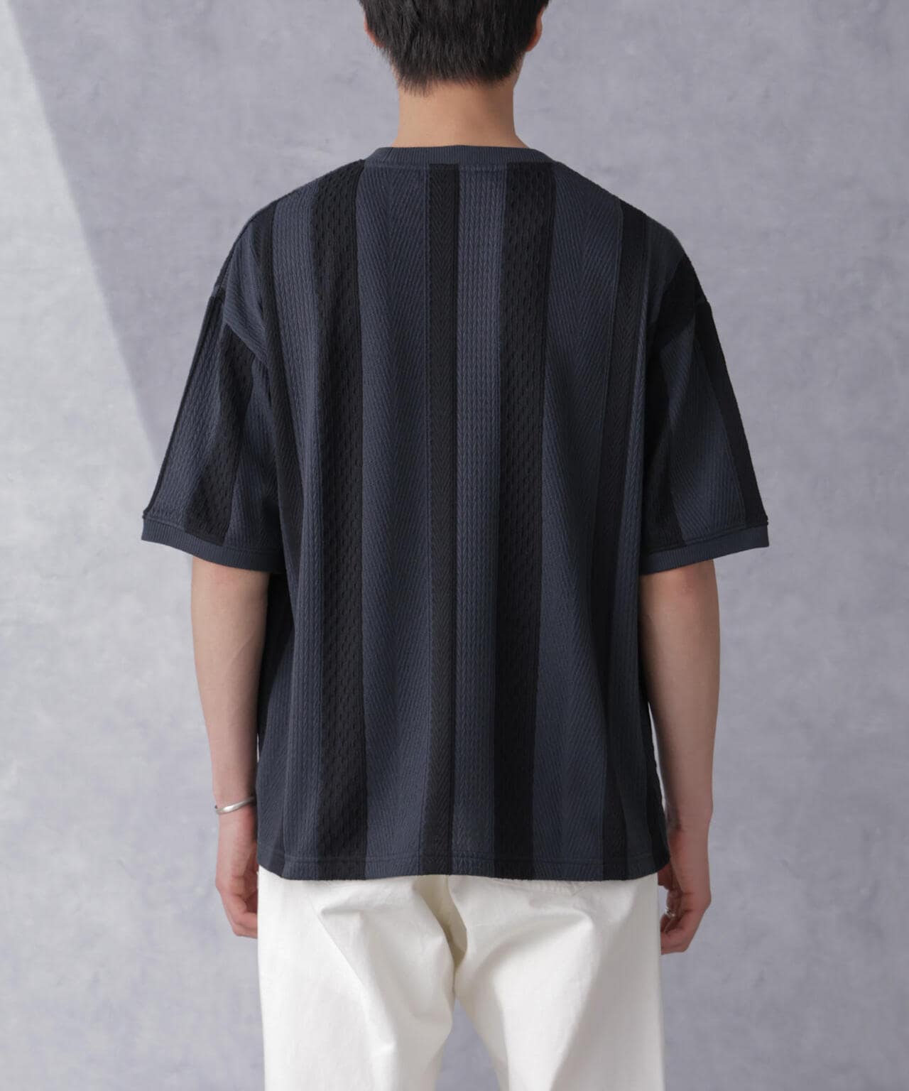 ストライプジャガードTシャツ 半袖 6724124210