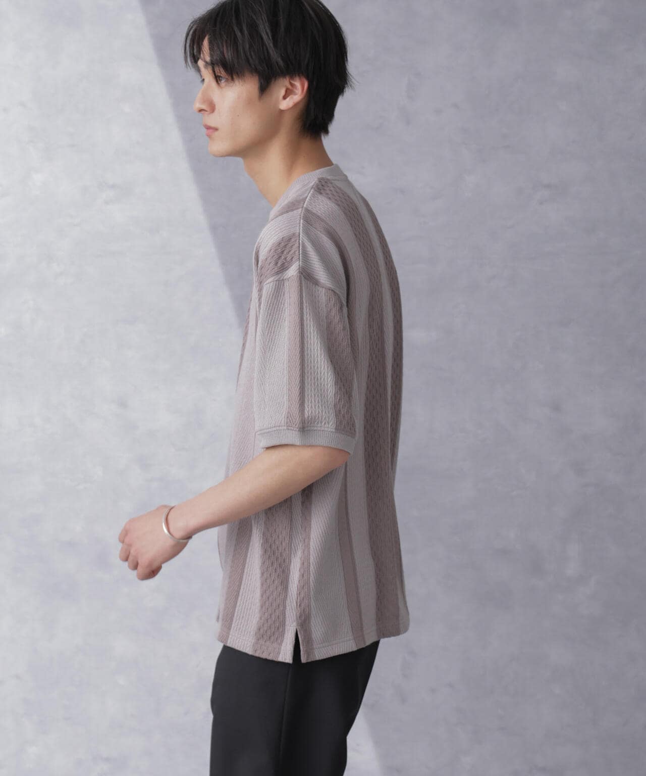 ストライプジャガードTシャツ 半袖 6724124210