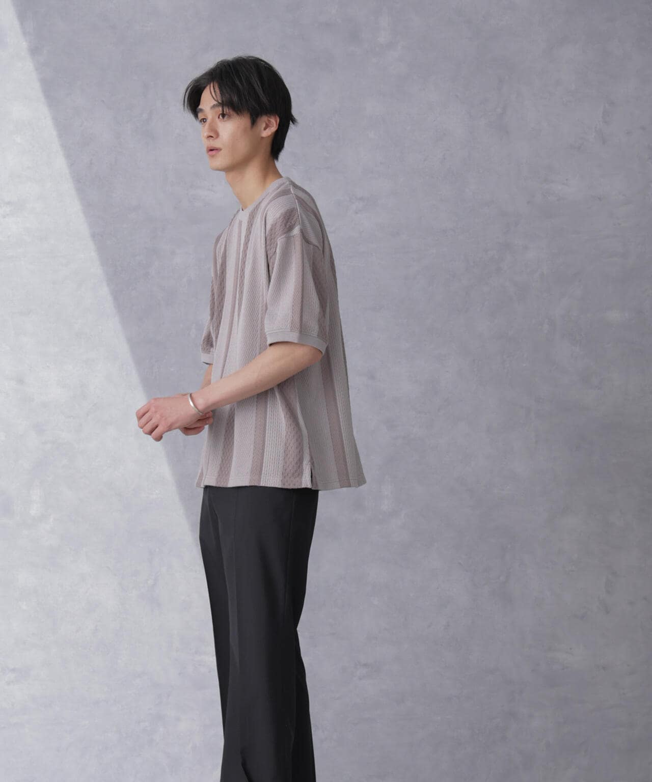 ストライプジャガードTシャツ 半袖 6724124210