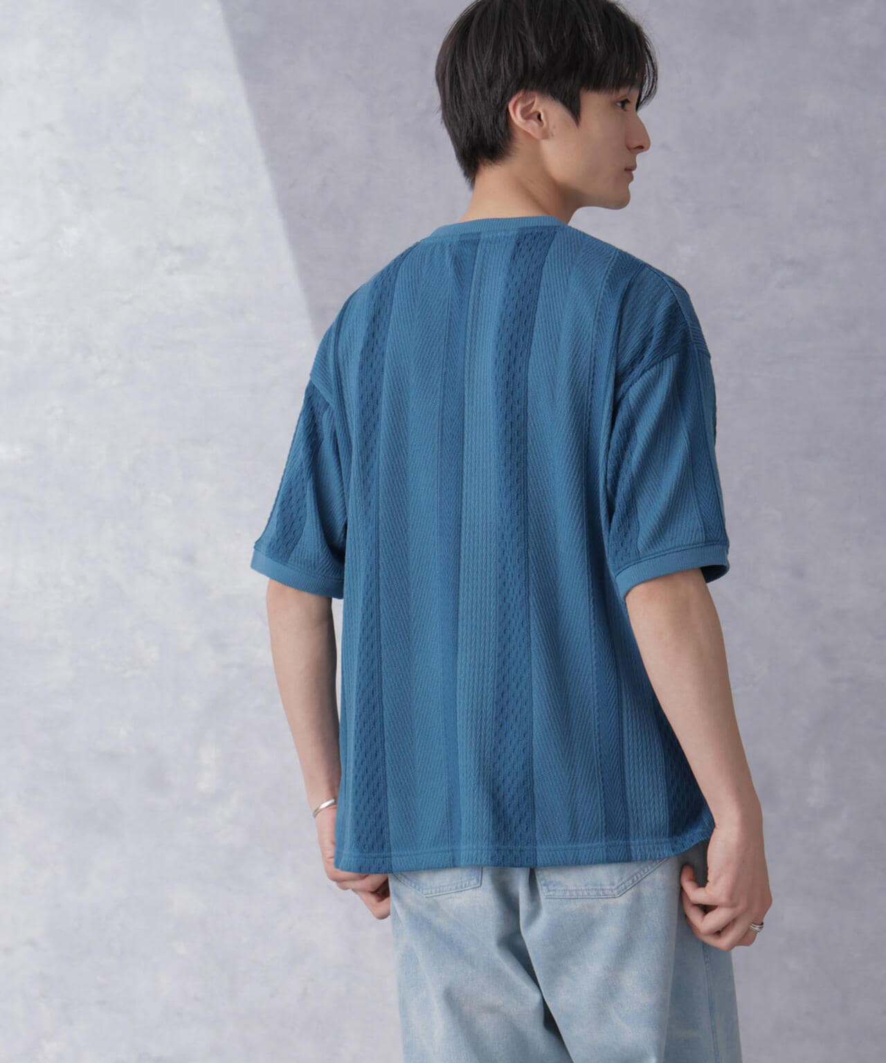 ストライプジャガードTシャツ 半袖 6724124210