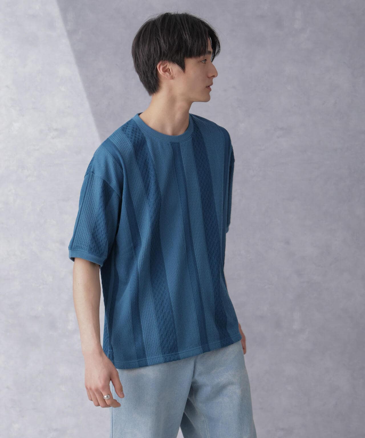 ストライプジャガードTシャツ 半袖 6724124210