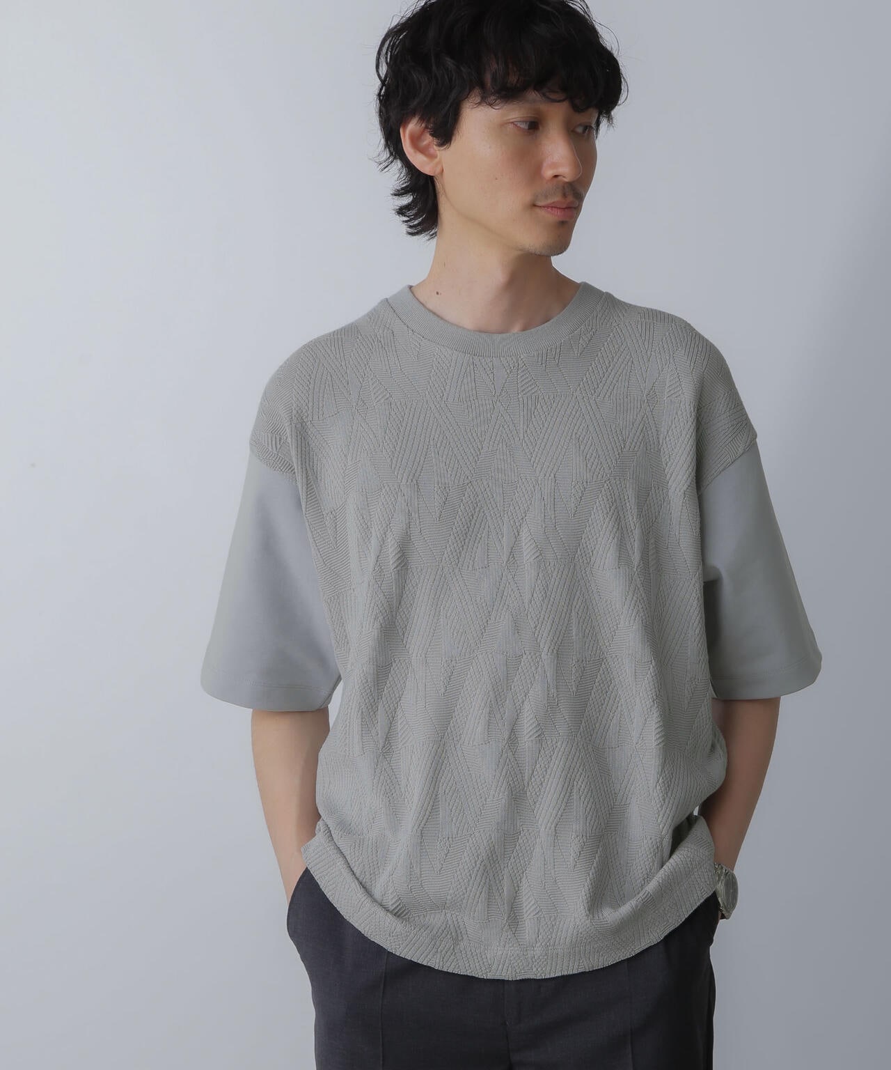 ツートーン切り替えTシャツ 半袖 6724124224