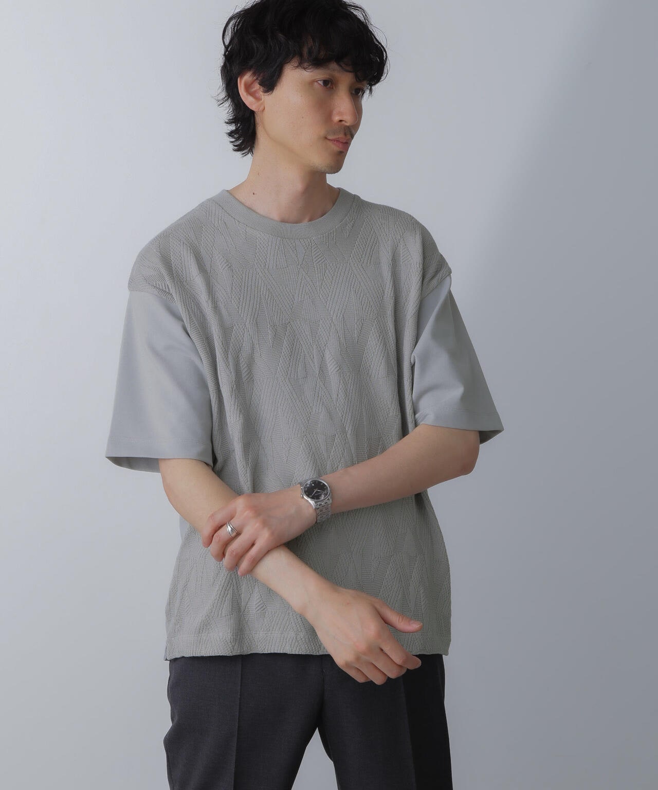ツートーン切り替えTシャツ 半袖 6724124224