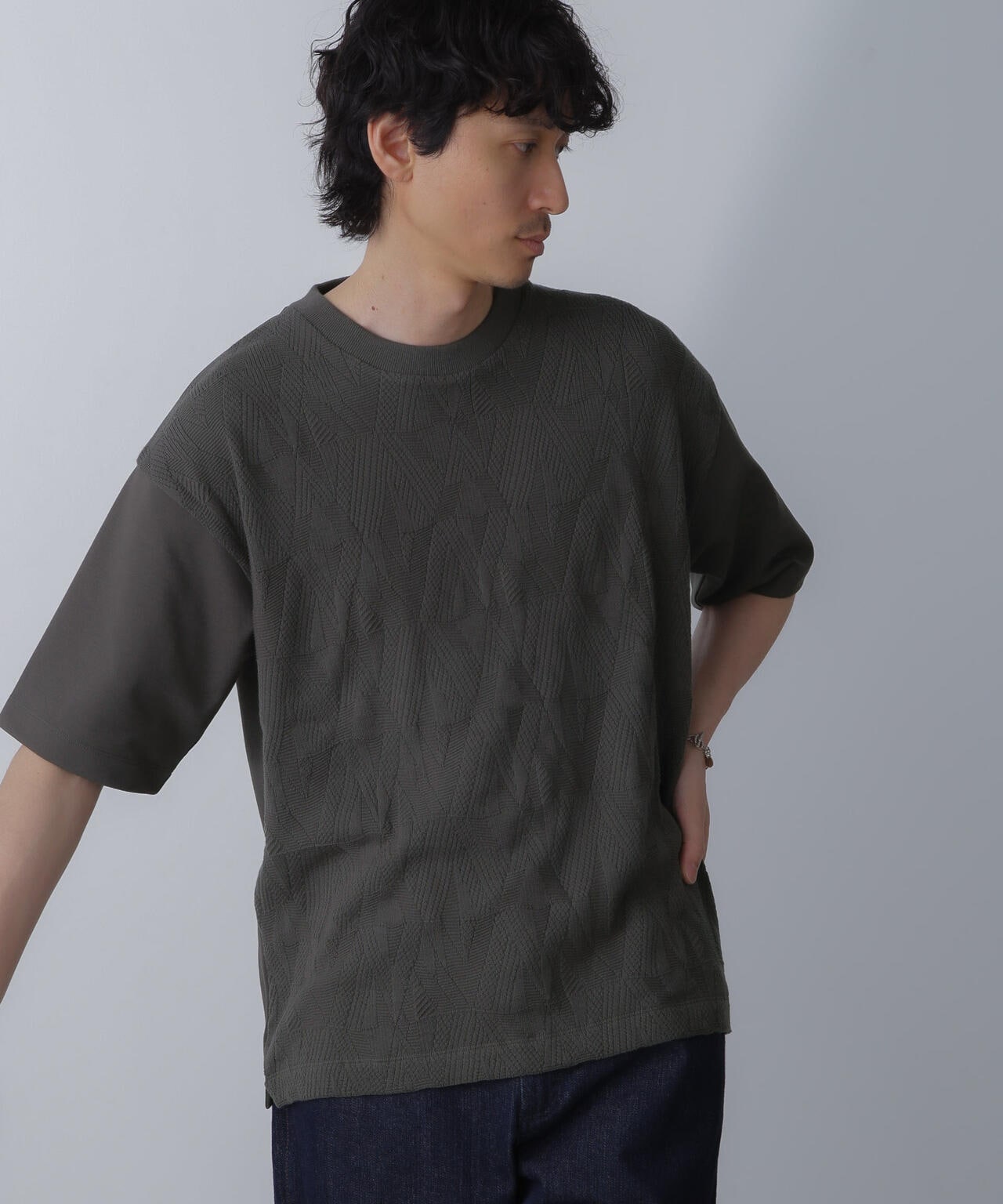 ツートーン切り替えTシャツ 半袖 6724124224