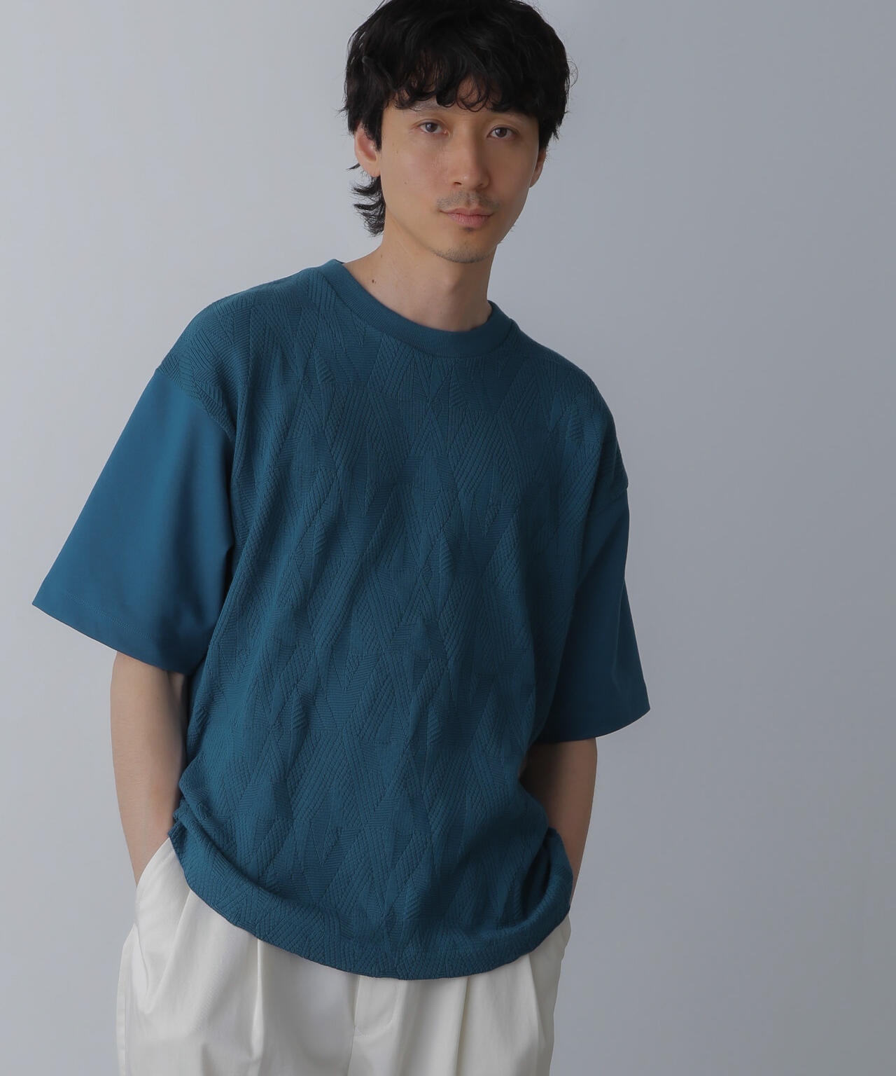 ツートーン切り替えTシャツ 半袖 6724124224