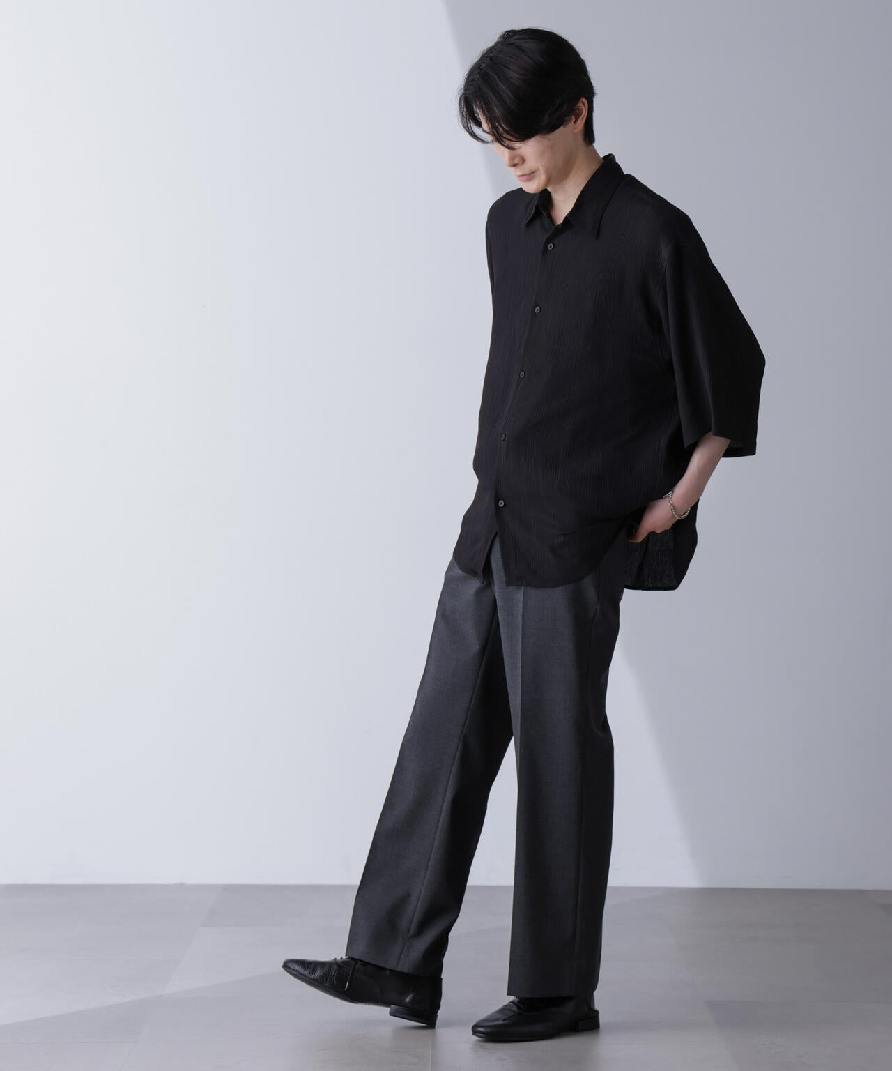 楊柳リラックスシャツ 半袖 6724221202