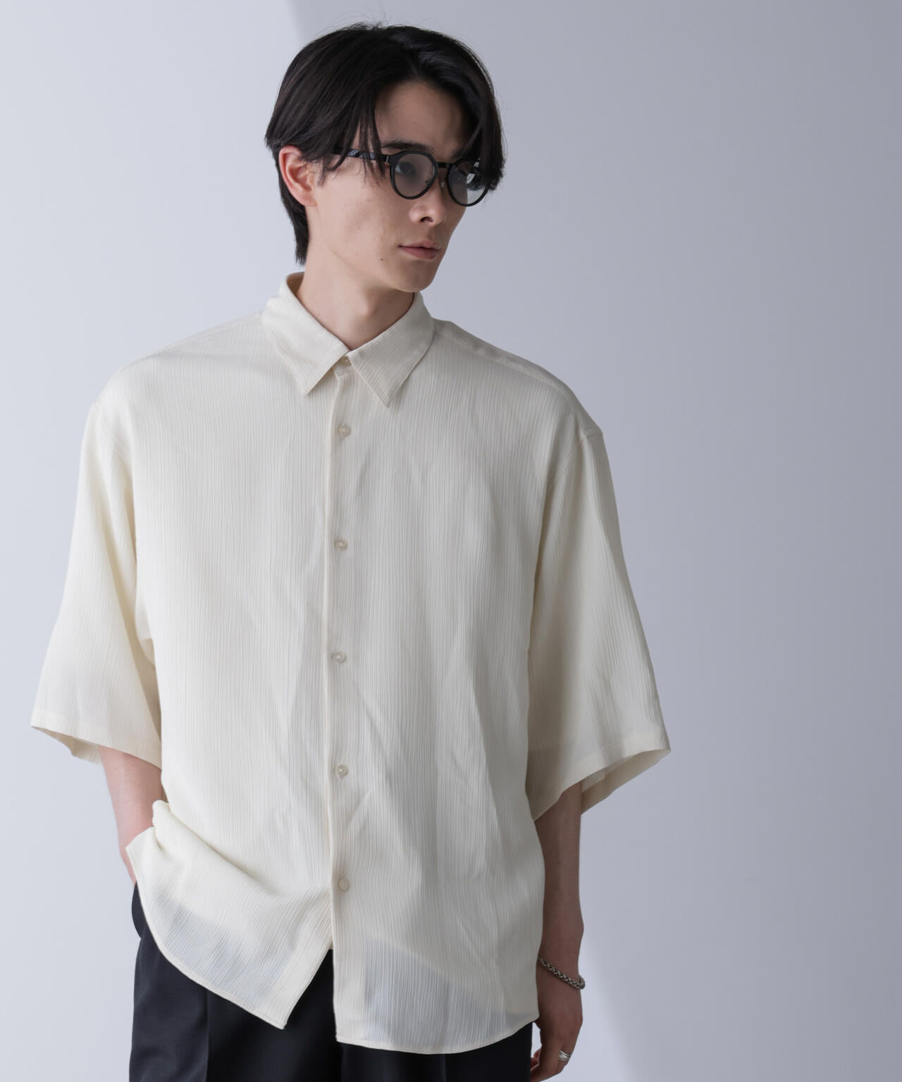 楊柳リラックスシャツ 半袖 6724221202