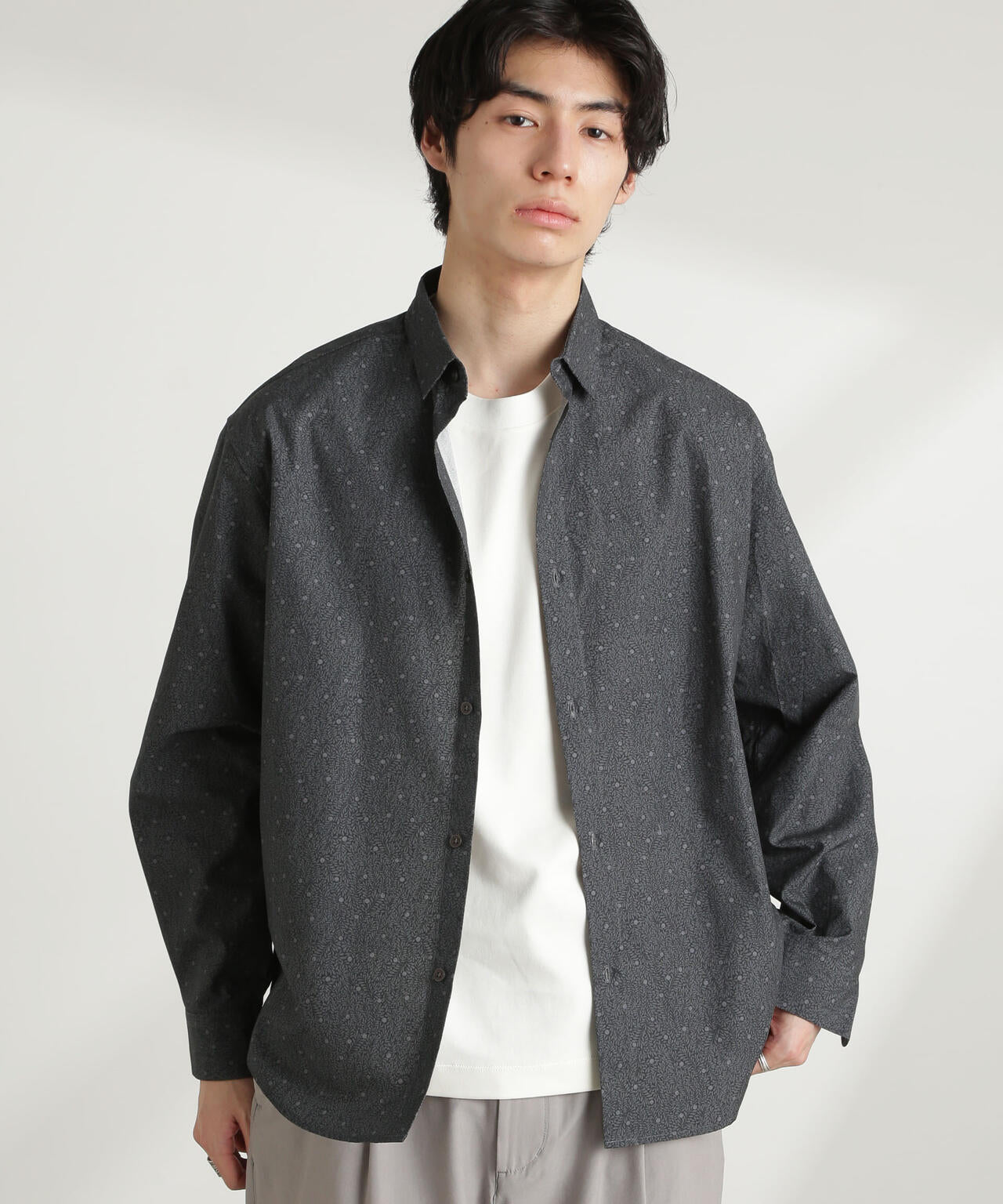 オリジナルパターンフラワープリントシャツ 長袖 6725120212