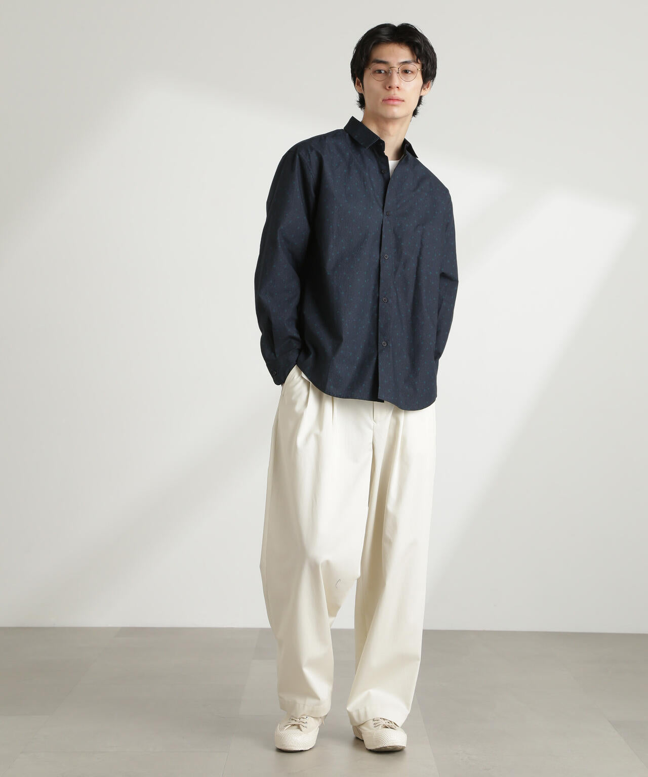 オリジナルパターンフラワープリントシャツ 長袖 6725120212