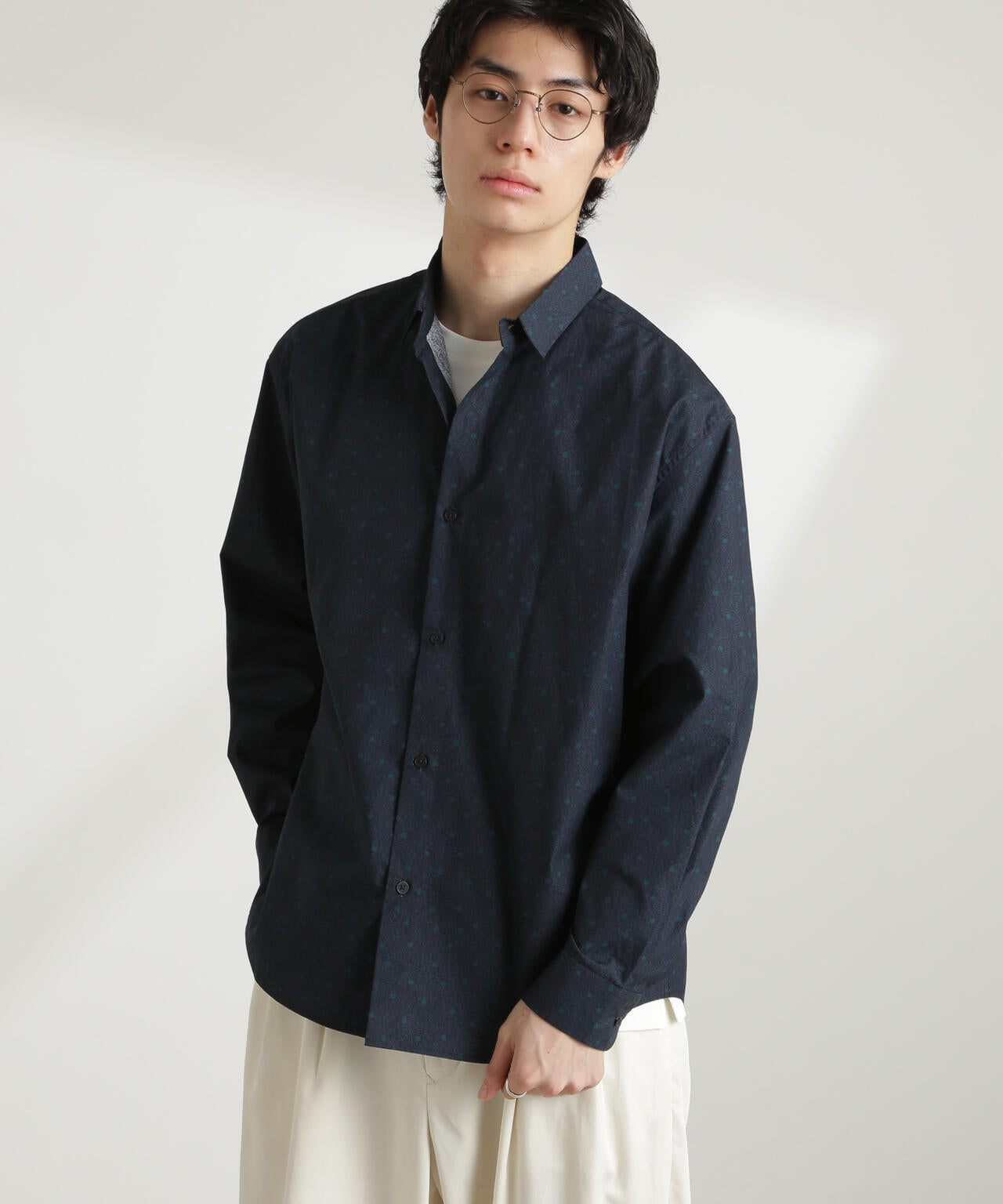 オリジナルパターンフラワープリントシャツ 長袖 6725120212