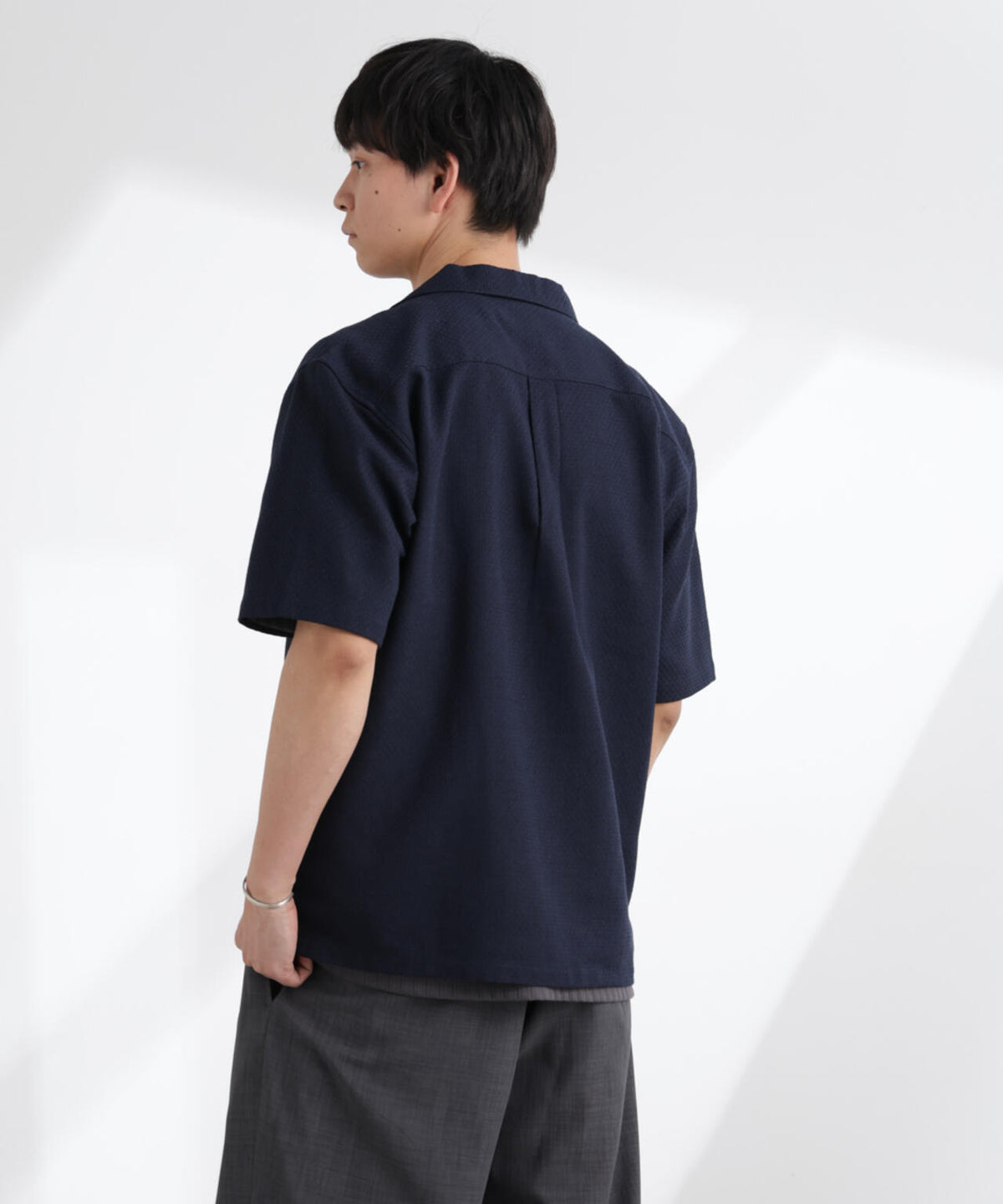 コットンリネン交織開襟シャツ 半袖 6725121213
