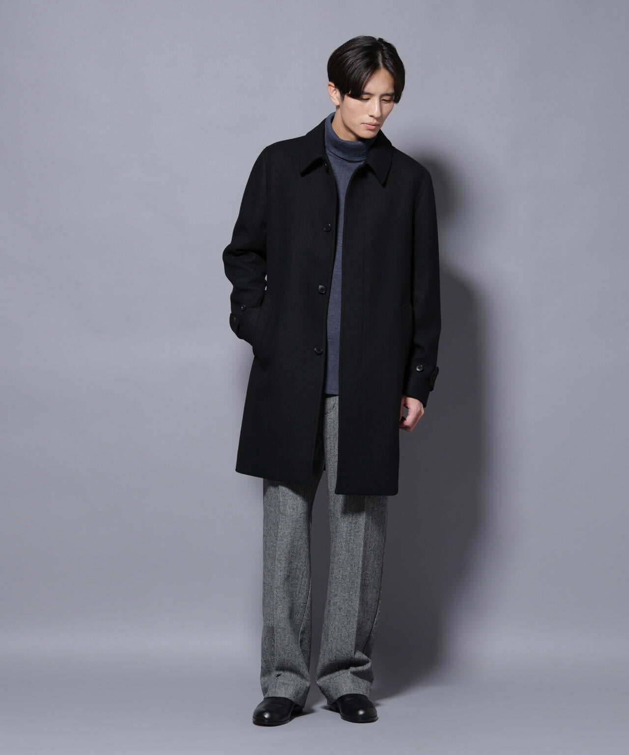 ウール/Nメルトンステンカラーコート 6725211207