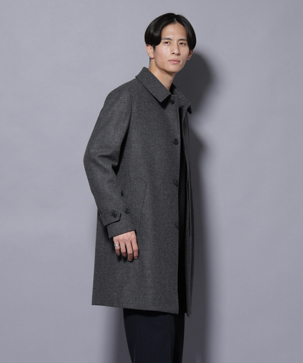 ウール/Nメルトンステンカラーコート 6725211207