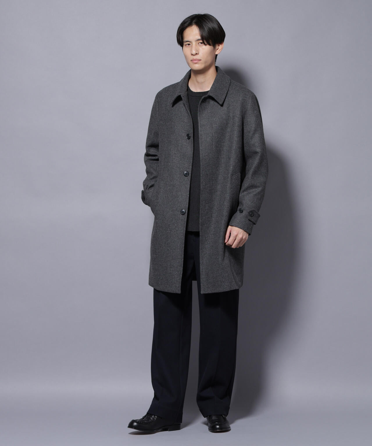 ウール/Nメルトンステンカラーコート 6725211207