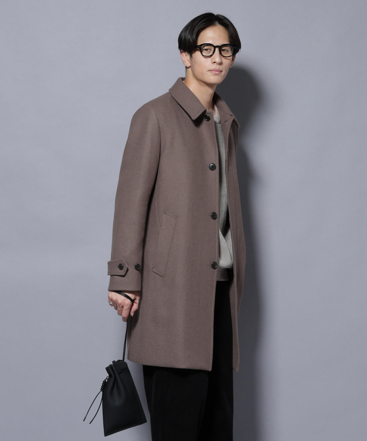 ウール/Nメルトンステンカラーコート 6725211207