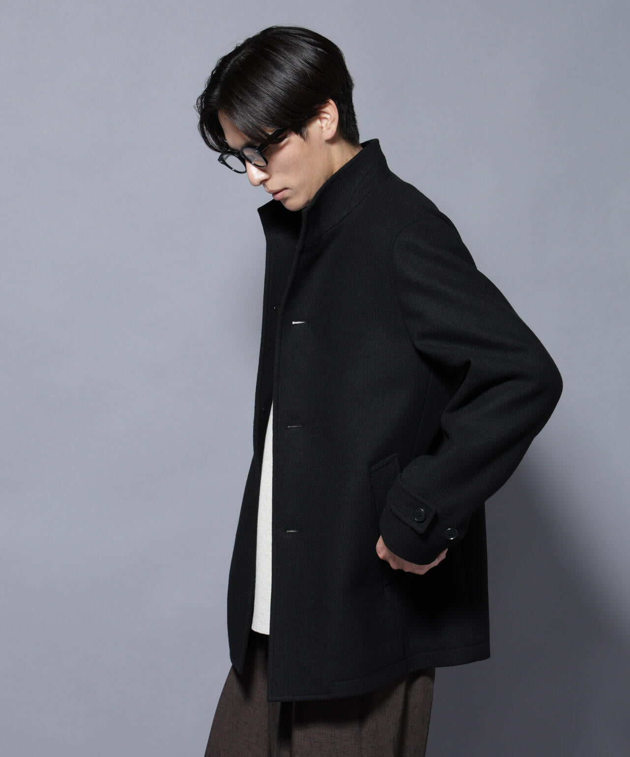 ウール/Nメルトンスタンドカラーコート 6725211208